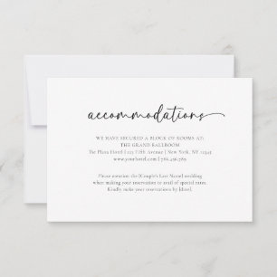 Agradecimiento Elegante Tarjeta de Alojamiento Simple Boda