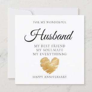 Agradecimiento Elegante tarjeta de aniversario de Boda del marido