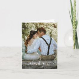 Agradecimiento Elegante Tarjeta de Boda con Foto Simple Escrita a