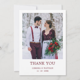 Agradecimiento Elegante tarjeta de Boda de fotos de Borgoña 2