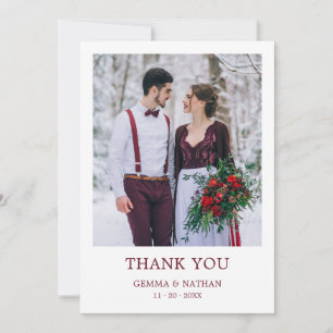 Agradecimiento Elegante tarjeta de Boda de fotos de Borgoña 2
