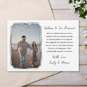 Agradecimiento Elegante tarjeta de bolsita de bienvenida Boda Bow
