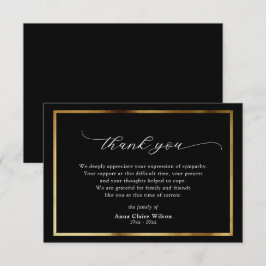 Agradecimiento Elegante Tarjeta de Compasión por Guión Dorado