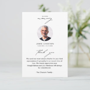 Agradecimiento Elegante Tarjeta de Condolencias de Funeral con Fo