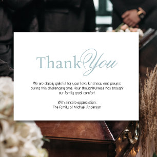 Agradecimiento Elegante Tarjeta de Condolencias Funeral Azul Polv
