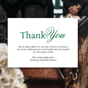 Agradecimiento Elegante Tarjeta de Condolencias Tradicional Verde