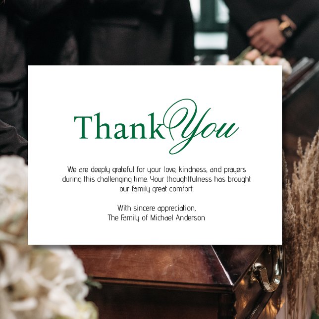 Agradecimiento Elegante Tarjeta de Condolencias Tradicional Verde (Subido por el creador)