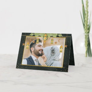 Agradecimiento Elegante tarjeta de foto islámica vintage Eid Muba