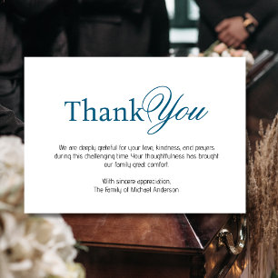 Agradecimiento Elegante tarjeta de simpatía funeral azul océano T