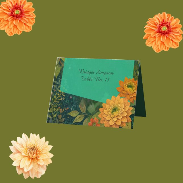 Agradecimiento elegante tarjeta de visita boda floral de otoño (Subido por el creador)