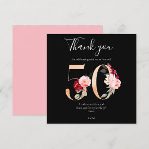 Agradecimiento Elegante tarjeta plana de 50 cumpleaños
