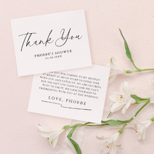 Agradecimiento Elegante tarjeta plana de lluvia de boda con letra