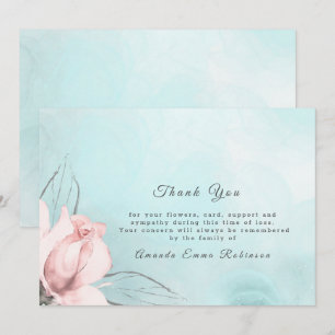 Agradecimiento Elegante tarjeta Rubor Rosa y Azul de agradecimien