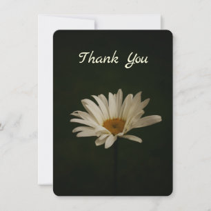 Agradecimiento Elegante White Daisy Dark Photo Flat Tarjeta de ag