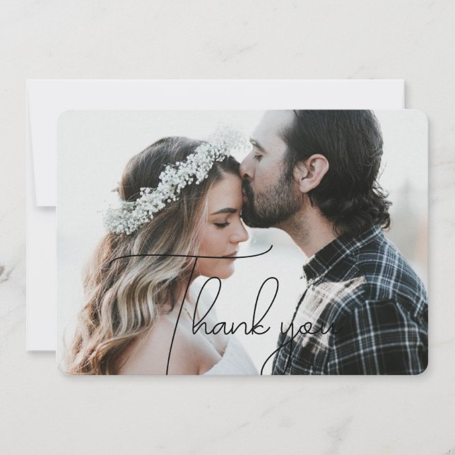 Agradecimiento Elegante y moderno guión negro Gracias tarjeta de  (Anverso)