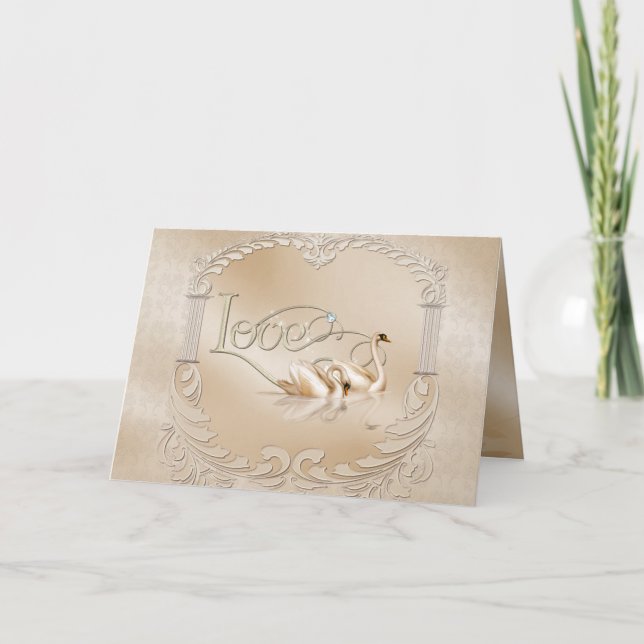 Agradecimiento Elegantes Cisnes de Oro - Tarjeta (Anverso)
