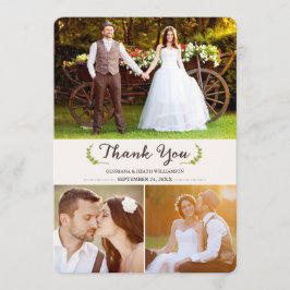 Agradecimiento Elegantes Laurels Boda Gracias Tarjeta Plana De Fo