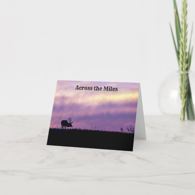 Agradecimiento Elk Silhouette en la tarjeta de felicitación Sunse (Anverso)