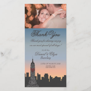 Agradecimiento Empire State Building Boda Gracias tarjeta de foto