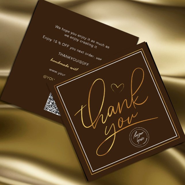 Agradecimiento Empresarial Elegante Marrón y Dorad (Professional Business Thank You Elegant Brown Gold Card. Send and extra special THANK YOU message)