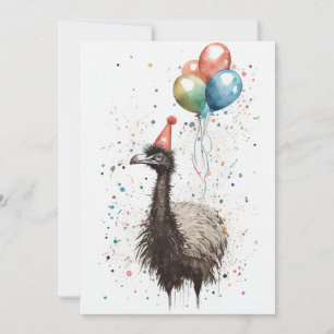Agradecimiento Emu con Gorra Fiesta y tarjeta de saludo plana de 