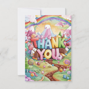 Agradecimiento Encantador Cute Candyland tarjeta de agradecimient