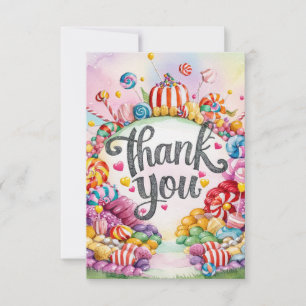 Agradecimiento Encantador Cute Candyland tarjeta de agradecimient