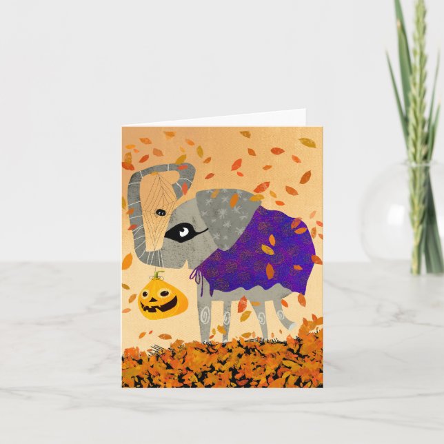Agradecimiento Espectacular tarjeta de saludo Halloween Cute Elep (Anverso)