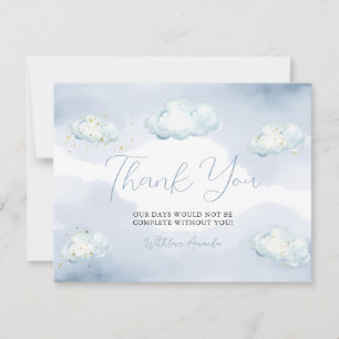 Agradecimiento Estamos en la novena nube Azul Tarjeta de agradeci
