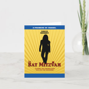 Agradecimiento Estrella de cine Bat Mitzvah Gracias Tarjeta Azul 
