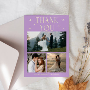 Agradecimiento Estrellas Elegantes Tarjeta de Boda Multi Foto Lim