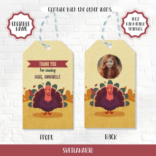 Agradecimiento etiqueta de regalo de otoño de foto (Subido por el creador)