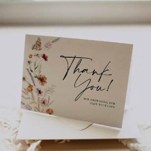 Agradecimiento Fall Beige Floral Baby Shower Tarjeta de agradecim