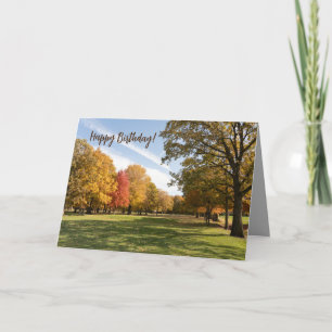 Agradecimiento Fall Leaves Fairway césped Tarjeta de cumpleaños