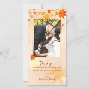 Agradecimiento Fall Maple Elegance Boda Gracias Tarjeta De Foto