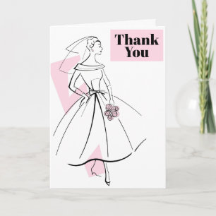 Agradecimiento Fashion Bride Pink Gracias tarjeta de texto