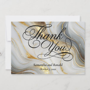 Agradecimiento Faux Gold Gray White Marble Formal Tarjeta de agra