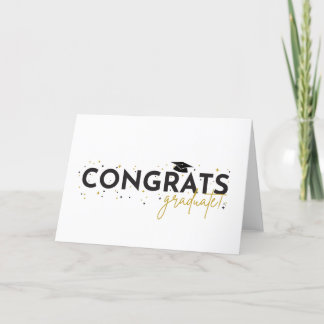 Agradecimiento ¡Felicidades! Tarjeta de oro y negro para graduado