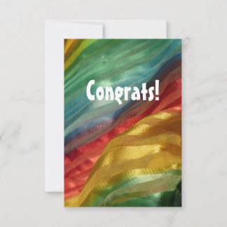 Agradecimiento ¡Felicidades! Tarjeta de tela multicolor de seda a