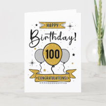Feliz 100 aniversario con tarjeta de oro