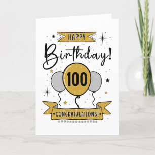Agradecimiento Feliz 100 aniversario con tarjeta de oro