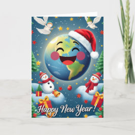 Agradecimiento Feliz Año Nuevo Planeta! Tarjeta de Felicitación