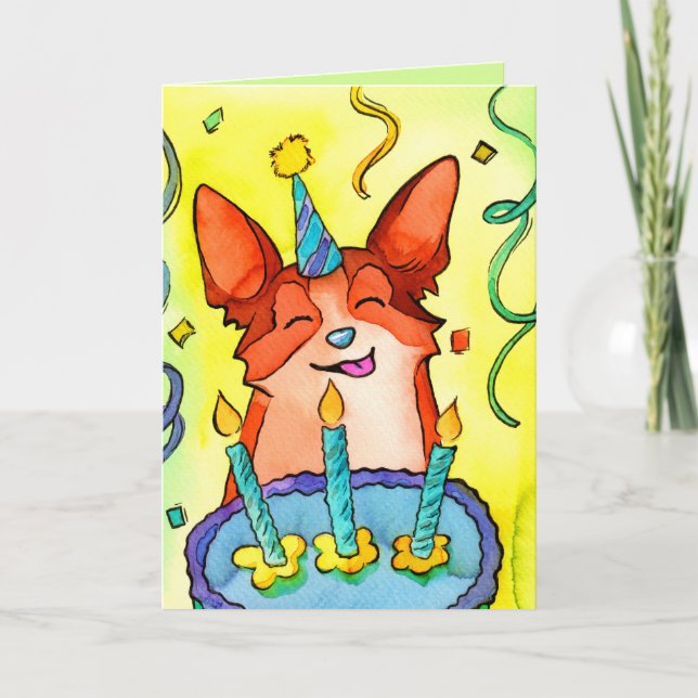 Agradecimiento ¡Feliz Barkday! Tarjeta de cumpleaños Corgi (Anverso)