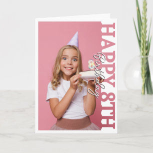 Agradecimiento Feliz cumpleaños 8 Tarjeta de colegio de fotos