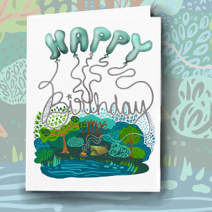 Agradecimiento Feliz cumpleaños Camping Balloons tarjeta de salud
