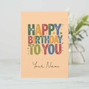 Agradecimiento Feliz cumpleaños, coloridos deseos, tarjeta de per