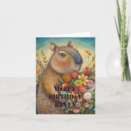 Agradecimiento Feliz cumpleaños lindo tarjeta de foldeo de capiba