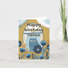 Agradecimiento Feliz cumpleaños lindo tarjeta de foldete de gato