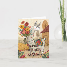Agradecimiento Feliz cumpleaños lindo tarjeta de llama de alpaca