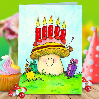 Agradecimiento Feliz Cumpleaños tarjeta de felicitación Hongo